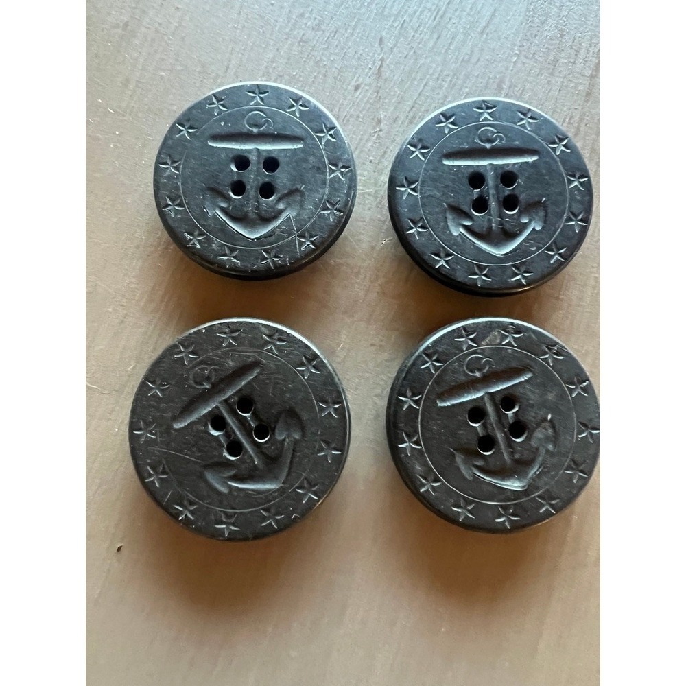 A.H.R.‎ Co Vintage Nautical Anchor Buttons 1.125" Black Stars Maritime Set of 4